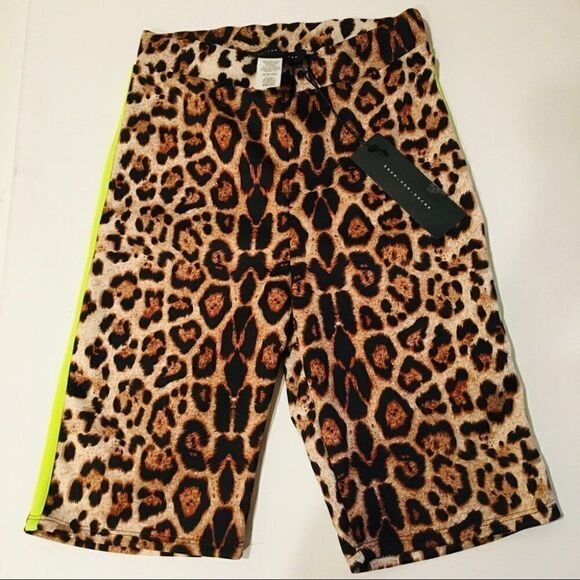 KOC Leopard Neon Biker shorts Med New - Picture 1 of 4